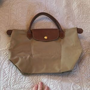 Longchamp small short handled tote/purse beige/desert yellow. Used condition